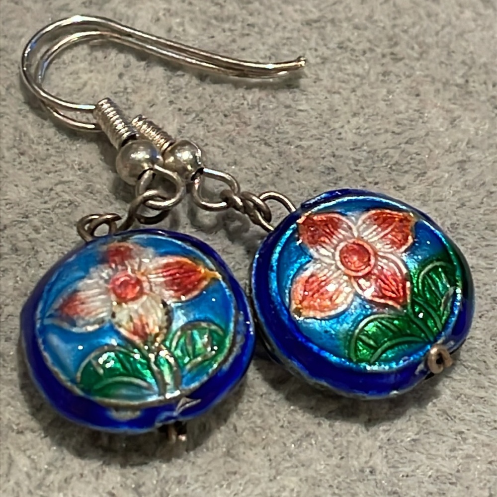 Art Glass Flower Earrings